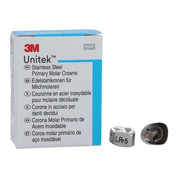 3M Solventum 900145 Unitek Crowns Stainless Steel 1st Primary Molar #5 Lower Right 5/Bx 3M Solventum 900145 Unitek Crowns Stainless Steel 1st Primary Molar #5 Lower Right 5/Bx
